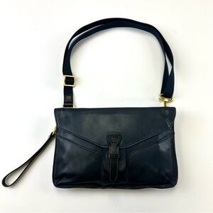 Christopher Kon navy leather wristlet cross body clutch handbag NWOT Minimalist